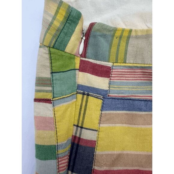 J. Crew Top Patch Work w/ Straps Criss Crossed on Back Sz 2 Cotton Multicolored - Picture 7 of 7